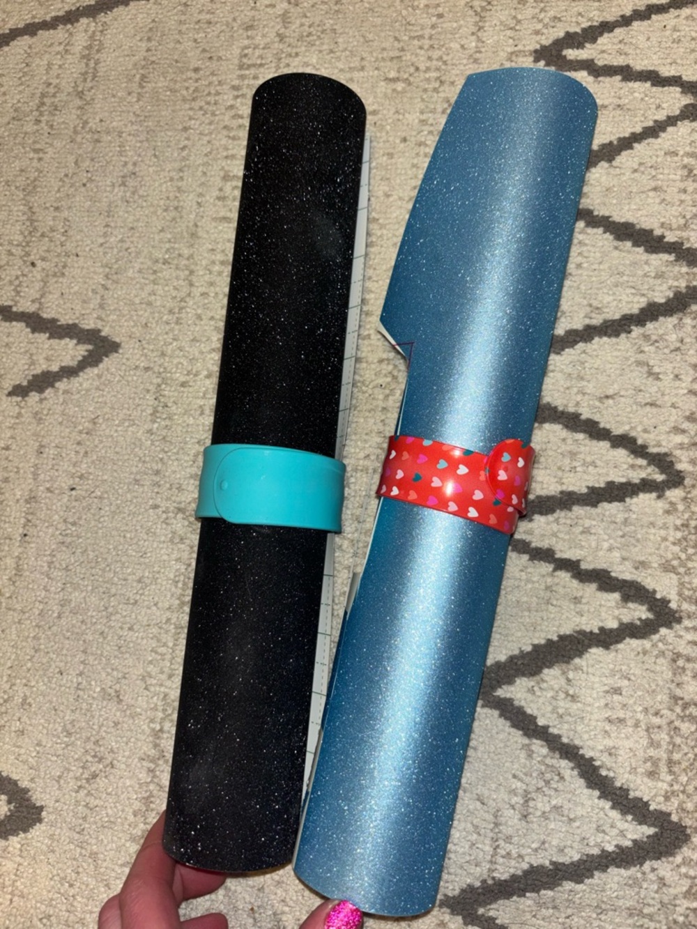 Cricut Smart Vinyl Duo - Black Glitter & Shimmery Blue- 12 ft rolls